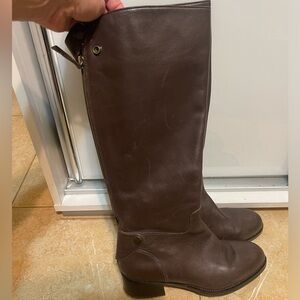 JOAN&DAVID brown Leather Knee  Boots shoes Zip Size 8M